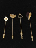 4 PC LOT OF TRIFARI GOLD PINS;