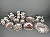Heritage England Brown Currier & Ives Dishes