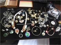 Costume Jewelry Lot W/Owl Charm & Buttons