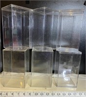 6- clear plastic display cases