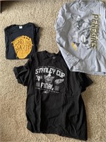 3 SHORT SLEEVE XL SHIRTS, PITTSBURGH PENS ETC.