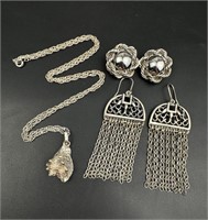 Sterling necklace and earrings 45.80grams