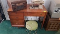 SINGER SEWING MACHINE CABINET WITH STOOL