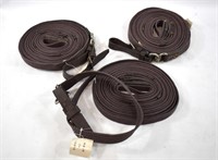 3 Brown Leather & Cotton Web Lunge Lines