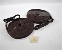 2 Brown Leather & Cotton Web Lunge Lines