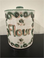 MA Hadley Green Pink Stoneware Flour Canister L