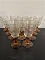 Vintage set of 14 Amber goblets excellent cond.