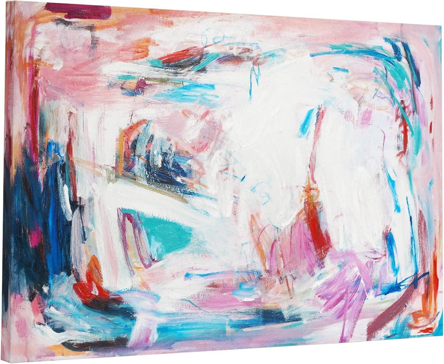 24x36In Large Abstract Wall Art Blue Pink