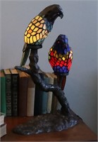 Leaded Glass Parrots Lamp