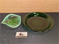 Green depr glass bowls (7" and 11")