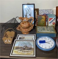 Tin, decorations, Tobacco can,clock