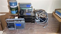 Lock boxes, radio/cassette, ext cords , desk