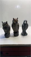 Garden owls and crow