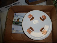 Vintage Germany ship plate & windmill tiles
