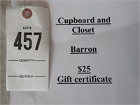 Cupboard & Closet $25 Gift Certificate