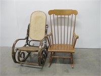 Two Vtg Wood Rocking Chairs Some Wear Observed
