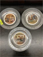 GREAT AMERICAN REVOLUTION PEWTER PLATES (3)