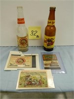 3 Beer Labels & 2 Beer Bottles (Sioux City)