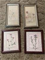 (4) Floral Hanging Wall Art Pieces