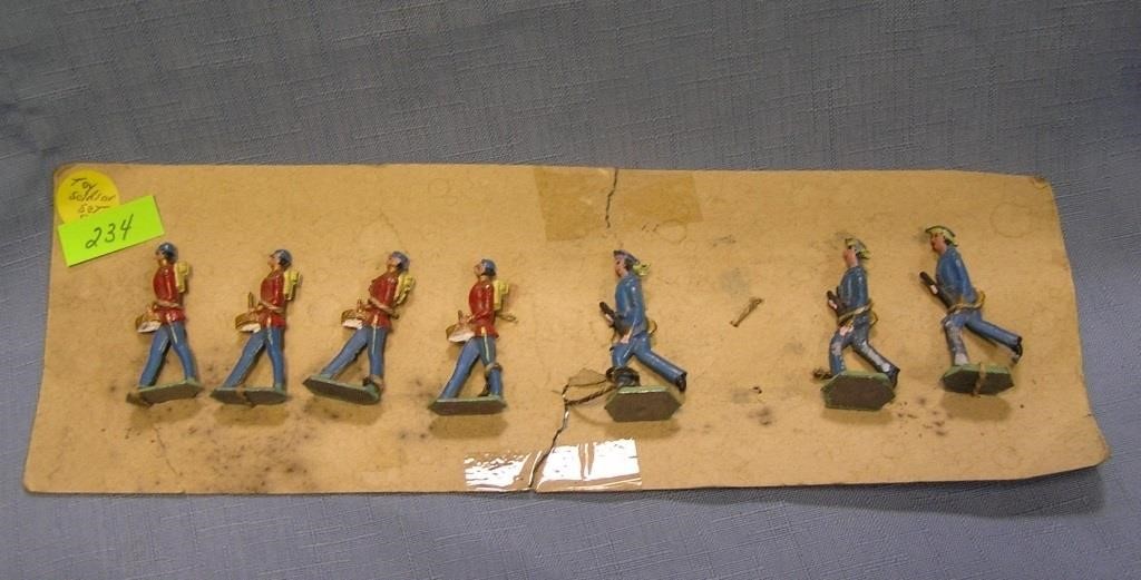 7 piece antique hand painted toy soldier set