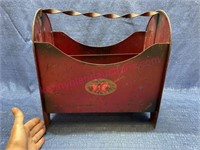 Vtg red metal magazine holder