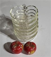 Apple bowls and salt and pepper shakers