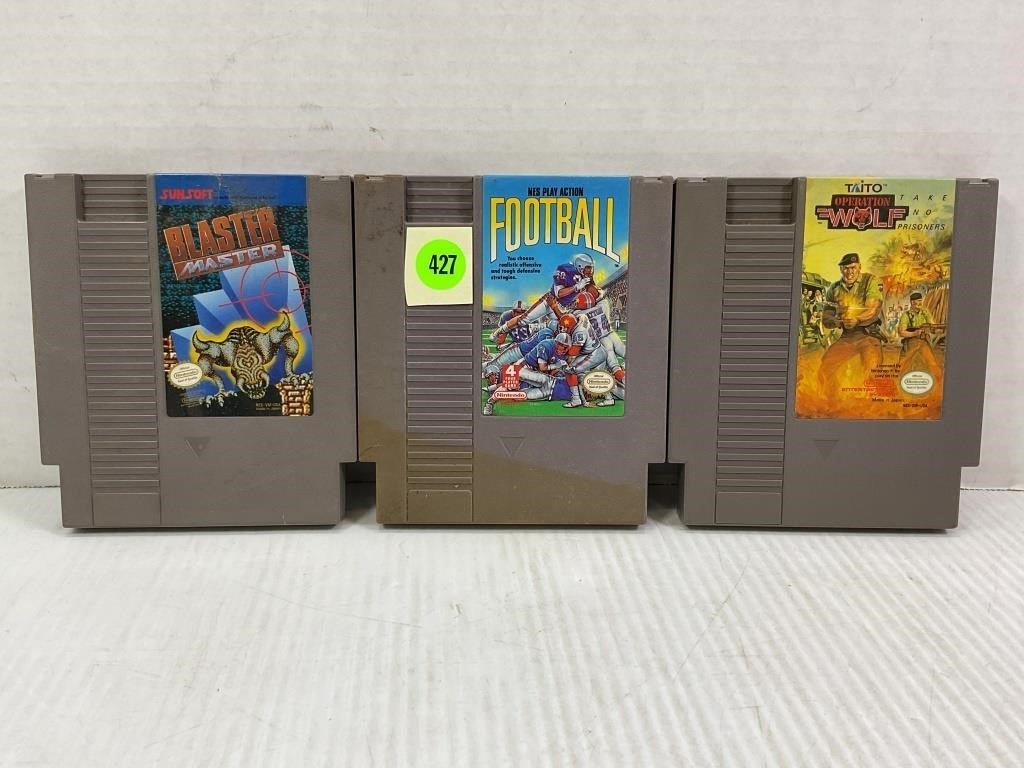 LOT OF 3 NES GAMES - FOOTBALL, BLASTER MASTER,