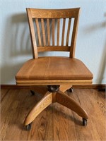 American Oak Adjustable Swivel Office Chair