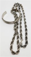 30 INCH SILVER TONED ROPE STYLE NECKLACE PLUS