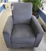 Contemporary blue upholstered swivel recliner