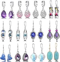 12 Pairs Teardrop Crystal Drop Dangle Earrings