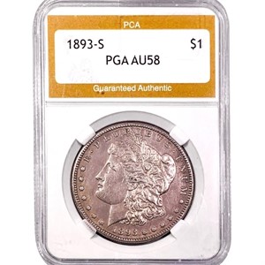 1893-S Morgan Silver Dollar PGA AU58