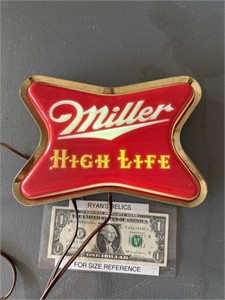 Vintage Miller High Life beer lighted advertising