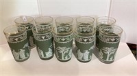 Vintage green Jasperware Jeanette glasses,