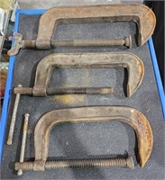 8 Different Size & Condition "C" Clamps