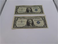 (2) 1957/57 BlueSeal $1 Silver Certificates Bills