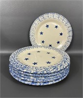 Six Henn Pottery Blue & White Star Plates