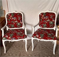 Pair of Wood Upholstered  Side Chairs