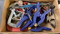 BX OF MISC TOOLS, BLUE CLAMPS