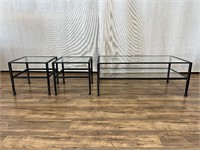 Metal and Glass Coffee Table w/2 End Tables