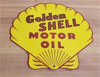 Metal Golden Shell Motor Oil Sign