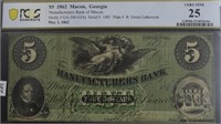 1862 PCGS $5 MANUFACTURERS BANK  VF 25