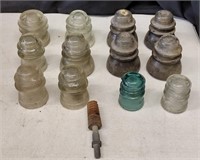 12 Vintage Glass Insulators