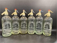 6 Hooper Struve Glass Seltzer Bottles in Crate