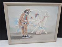 Signed 3-D Clown Art W.S. Kim 90   17 x 13