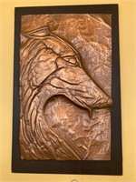 Hammered Copper Wolf Relief