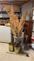 Pampas Grass, Vase, Metal Tins