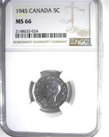 1945 Nickel NGC MS66 Canada