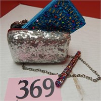 LADIES EVENING BAG WITH SEQUINED PEN AND JOURNAL