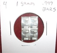 4 1Gram .999 Silver Bars
